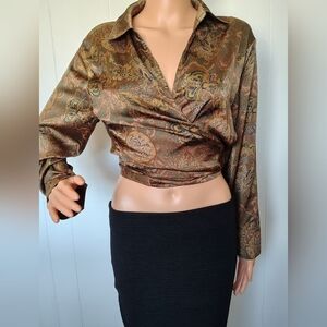 Aakaa Metallic Paisley Wrap Blousekaa Size M